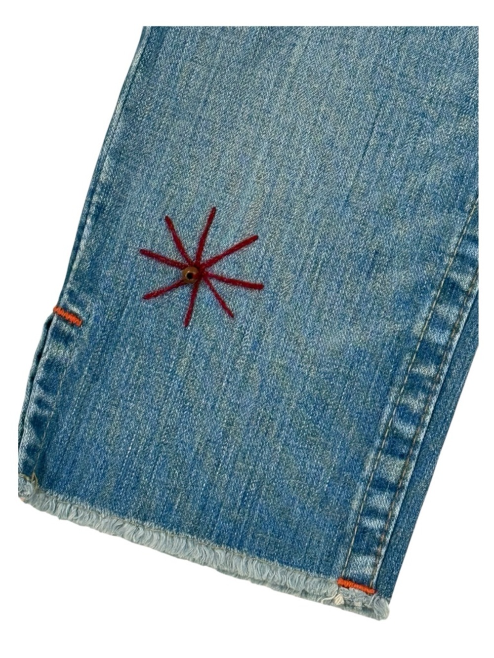 HTF: Y2K new True Religion ❉ Joey Vintage Beaded Cropped Jeans ❉ Saddle Back 25 - Picture 8 of 16